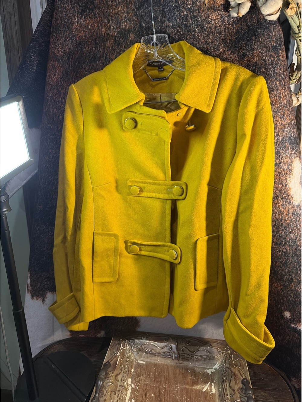 Adrienne Vittadini Mustard Yellow Wool Blend Jacket Medium